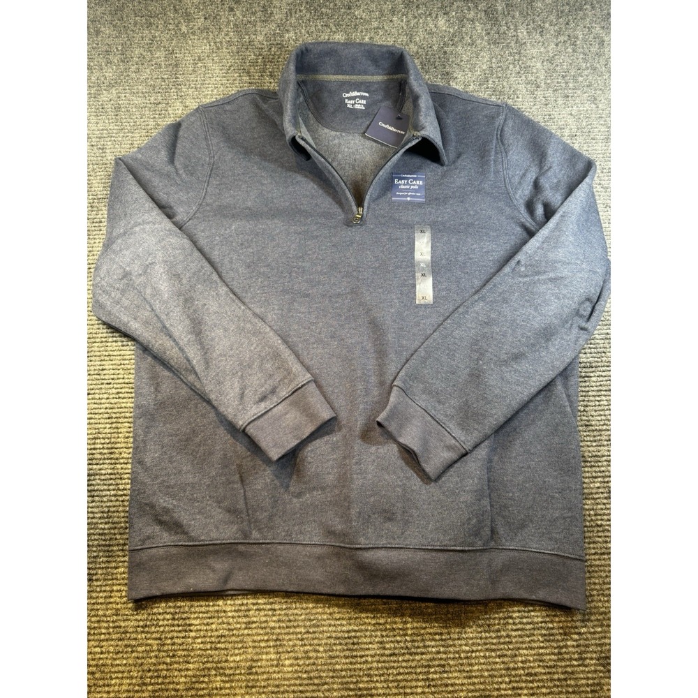NWT!Croft & Barrow Men's Size XL Easy Care Long Sleeve Quarter Zip Pullover Blue